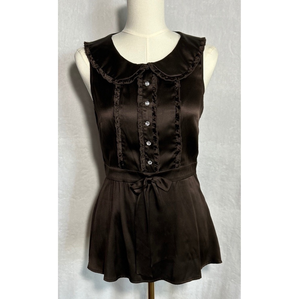 VTG Y2K Bebe Silk Blend Top Sz S Feminine Blouse Romantic Lolita Twee Hipster